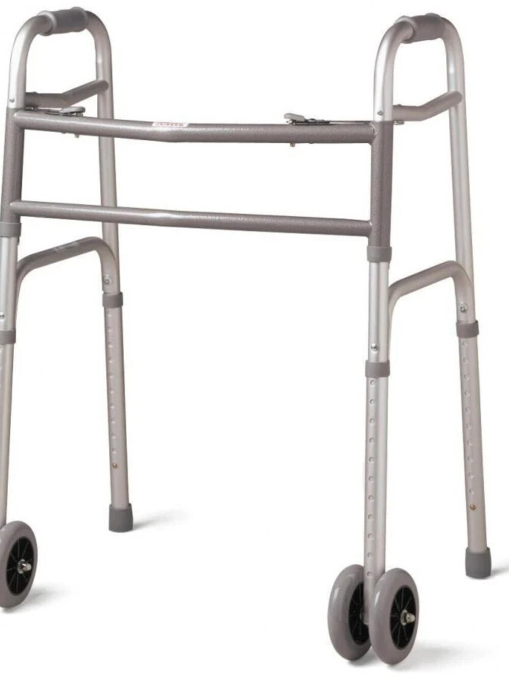 Medline Bariatric Folding Walker Extra Wide Capacity 5 In. Wheels /Silver